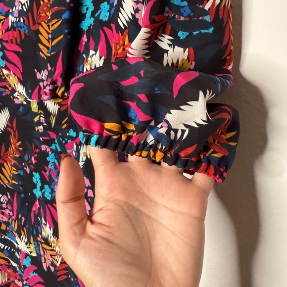 SALONI Lexi Floral Silk Asymmetrical Dress Vibrant Multicolored Size 4 - Picture 4 of 10